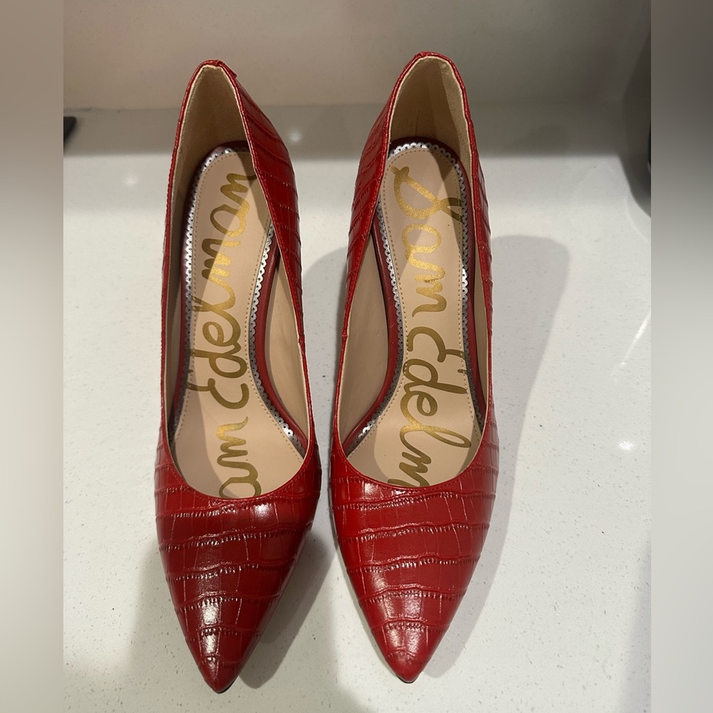 Sam Edelman Red Croc-Pattern Heels - Picture 6 of 6